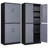 Letaya Metal Storage Cabinets with Lock Door and Shelves, Steel Garage Tool Cabinets for Home,Office, Warehouse,Lockers(71"-Black Gray) Letaya