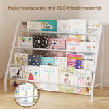 HAVEDAWN High-Transparent 4 Tier Kids Bookshelf, Sturdy Metal Large Size Book Rack Storage for Kids - Toddler Book Shelf Display for Nurasery, Kids Room, Deep Size Bookshelf Hold More Books HAVEDAWN