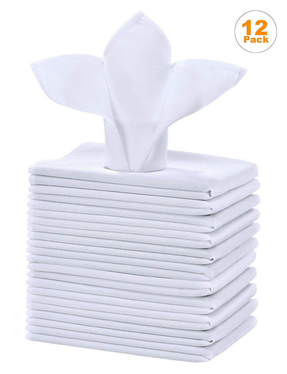 Cieltown White Cloth Napkins 1-Dozen, Solid Washable Fabric Napkins Set of 12, Perfect for Weddings, Parties, Holiday Dinner (17 x 17-Inch, White) Cieltown