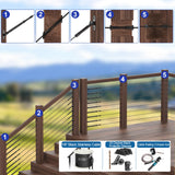BLIKA 120 Pack Black Stainless Steel Protector Sleeves for 1/8" Deck Cable Railing, for Wood/Composite Posts, T316 Marine Grade, Black Cable Railing Protector Sleeves BLIKA