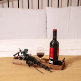 Rustic Wood Serving Tray with Metal Handles, Brown Wooden Tray, Centerpiece Tray for Dining Table, Farmhouse Plant Tray, Candle Holder, Long Narrow Ottoman Trays for Wine Coffee Table Kitchen Decor OKSQW