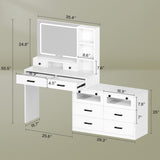 YITAHOME Vanity Desk with Mirror and Lights, RGB Makeup Vanity Table Set with 10 Drawers and 4 Storage Shelves, 3 Lighting Modes Adjustable, Large Makeup Dressing Table with Charging Station, White YITAHOME