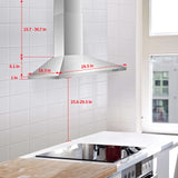 SNDOAS Range Hood 30 inch,Wall Mount Range Hood in Stainless Steel With Ducted/Ductless Convertible,Stove Vent Hood with Aluminum Filters,3 Speed Exhaust Fan,LED Light,Button Control SNDOAS