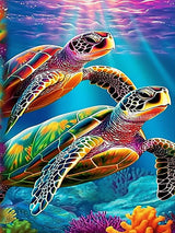 igoodom Diamond Art Kits for Adults, Sea Turtle Diamond Painting Kit, Full Drill Round Turtle Diamond Art Kits, DIY Gem Art and Crafts for Home Wall Decor Gift 12x16inch igoodom