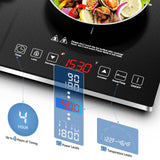 Double Induction Cooktop AMZCHEF Induction Cooker 2 Burners, Low Noise Electric Cooktops With 1800W Sensor Touch, 20 Temperature & Power Levels,Independent Control,3-hour Timer, Safety Lock amzchef
