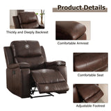 CANMOV Leather Recliner Chair, Classic and Traditional Manual Recliner Chair with Overstuffed Arms and Back, Manual Single Sofa with Concealed Cup Holders,Red Brown CANMOV