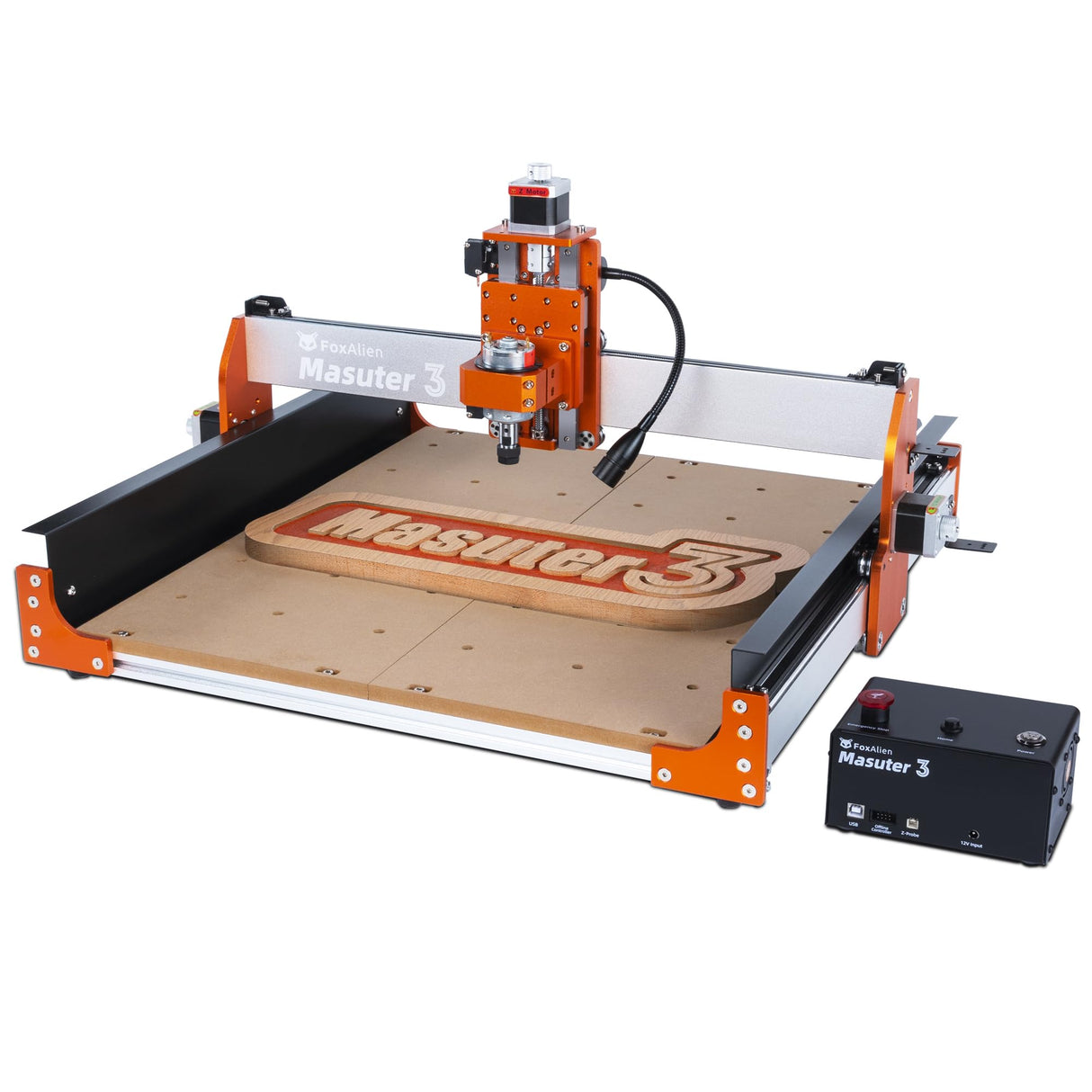 FoxAlien CNC Router Machine Masuter 3 with Steel Wheels, 3-Axis Engraving Milling Machine 15.75” x 15.75” x 3.74” Working Area for Wood Acrylic MDF Nylon Carving Cutting FoxAlien