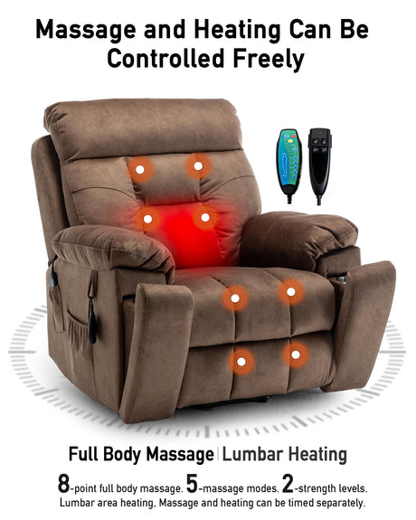 HBUI Lift Chair/Lazy boy Recliner Chair with Cupholder/Power Lift Recliner Chair for Elderly， Electric Recliner/Big and Tall Recliners for People Up to 6'2"/350lb Range HBUI