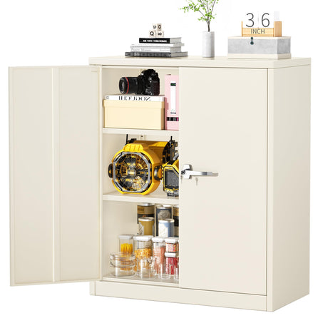 Greenvelly Metal Storage Cabinet with Doors and Shelves,Lockable Storage Cabinet for Office, 36” Gray Metal Utility Cabinet Garage Cabinets, Lockable File Cabinet for Home Office, Garage, Kitchen Greenvelly