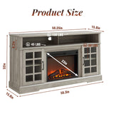 58'' Fireplace TV Stand for Television up to 65", Entertainment Center with Storage Cabinet and Shelves, 23'' Detachable Electric Fireplace with Remote&Adjustable Warmth for Living Room/Bedroom, Gray Zelimon