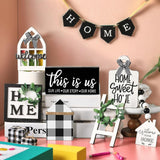 NJXJKGY 11PCS Farmhouse Tiered Tray Decor Set-Rustic Wooden Mini Signs and Decorations for Home and Kitchen Display (Tiered Tray Not Included) NJXJKGY