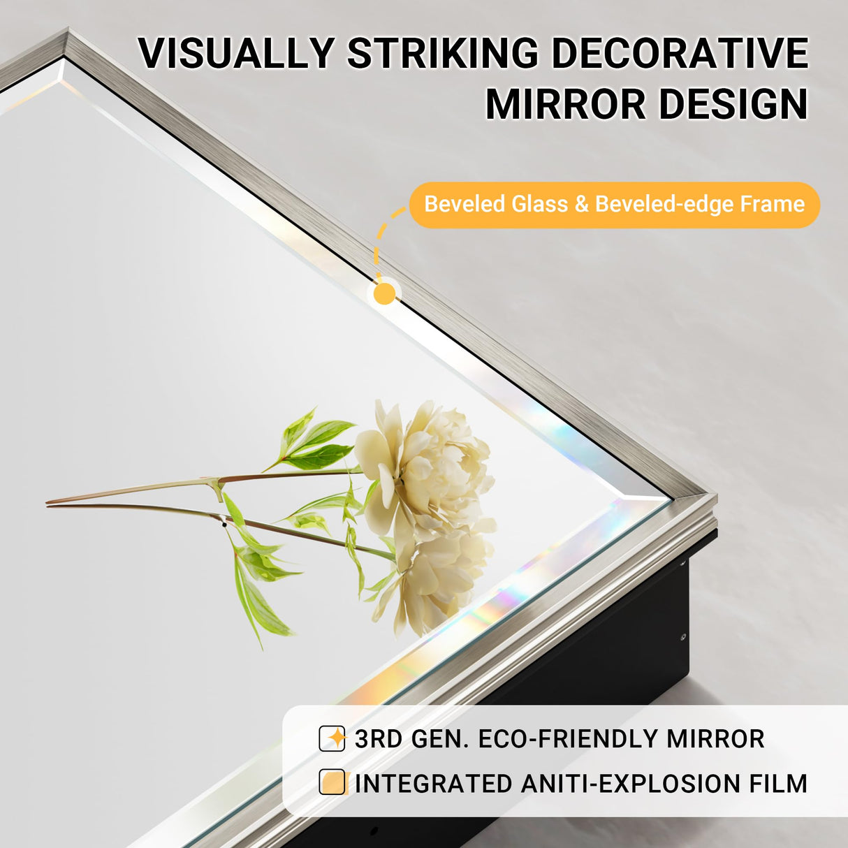 QueenFun 24''x 30'' Brushed Nickel Medicine Cabinet, Recessed or Surface Framed Medicine Cabinet with Beveled Mirror Pre-Assembled, Reversible Bathroom Storage Vanity Cabinet with Adjustable Shelves QueenFun