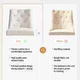 HUIMO Home Office Chair Upholstered Swivel Desk Chair with Wheels Chenille Fabric Adjustable Height Computer Chair with Wooden Legs Comfortable Armless Chair for Studio Study Home Office (Beige) HUIMO