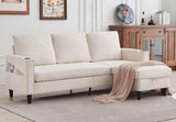 POYISOU Sectional Couches for Living Room, L Shaped Couch with Storage Ottoman, Small Sofa Comfy Couch with 2 Cup Holders, Modern 3 Seater Convertible Sofas for Apartment, Office, Beige POYISOU