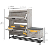 DWVO Farmhouse Shoe Storage Cabinet with 2 Flip Drawers for 16 Pairs, Entryway Shoe Storage with Shoe Bench, Narrow Slim Shoe Cabinet for Entryway, Living Room, Hallway (Embossed White) DWVO