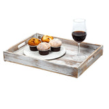 Rustic Distressed Wood Food Breakfast Serving Tray Octagon Serving Tray in Bed with Cutout Carrying Handles Coffee Office Desktop Document Holder Home Kitchen (Washed White) canwedance