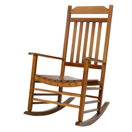 Kozyard High Back Slat Rocking Chair, Solid Wood Outdoor Rocking Chair for Front Porch Furniture, Porch Chairs for Indoor or Outdoor Use (Natural) Kozyard