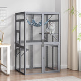 Catio Outdoor Cat Enclosure, Outdoor Cat House with Window Access, Patio Kitty Shelter (Grey) CHEN Select