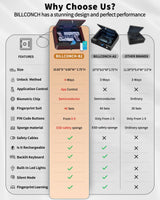 BILLCONCH Gun Safe for Handgun - Biometric Pistol Safe 4 Ways Quick Access with Fingerprint/Full-digital Keypad/Key/APP Lock and Security Cable for Nightstand Bedside Home - Burgundy Red BILLCONCH