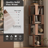 4 Tier Solid Wood Rotating Bookshelf Tower on Wheels, 360° Upgrade Spinning Book Shelf, Revolving Bookcase Organizer, Swivel Bookshelves for Small Spaces, Corner, Bedroom, Kids Room, Office (Walnut) Easyego