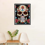 SKRYUIE 5D Diamond Painting Skeleton Full Drill, Paint with Diamond Art Kits for Adults Rose, DIY Skull Flower Painting by Number Kits Cross Stitch Rhinestone Wall Home Decor 30x40cm (12"x16") SKRYUIE