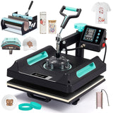 Specraft 5-in-1 Combo Heat Press, 15x15 360° Swing Away Heat Press Machine for T Shirts Mugs Hat Plate Cap, Digital Sublimation Machine, Green Black SPECRAFT