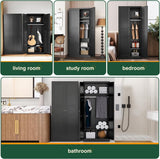 Letaya Wardrobe Armoire Closet,72" H Metal Storage Cabinet with Adjustable Shelves and Hanging Rod,Bedroom Armoire Cabinet Clothes Organizer (Black) Letaya