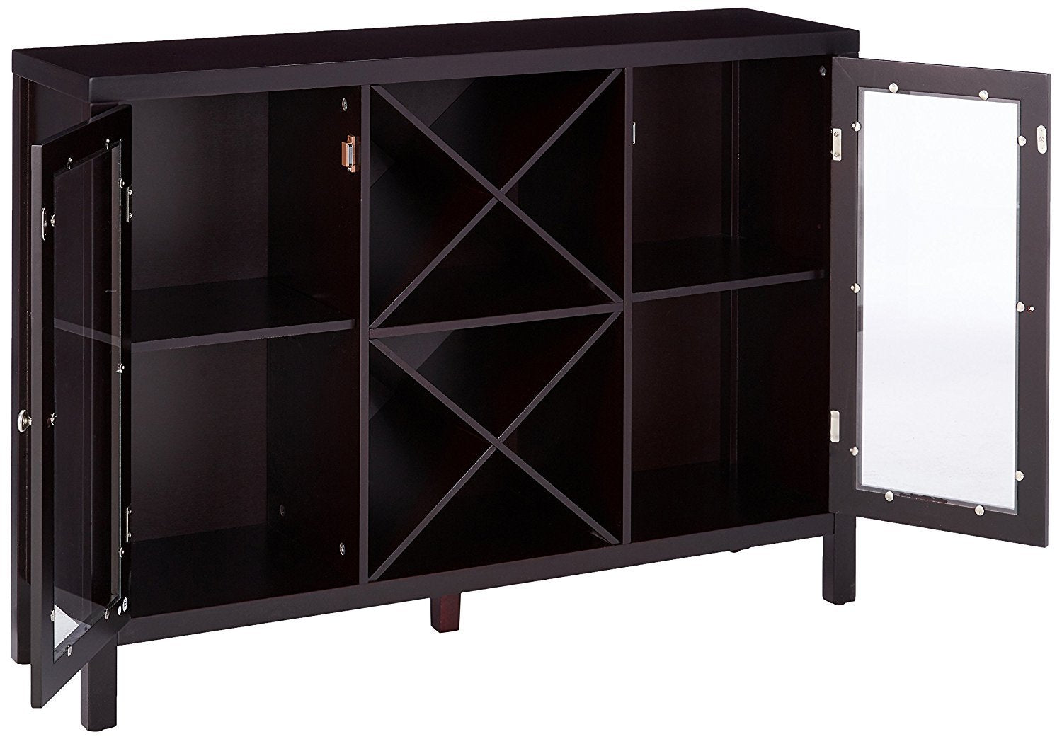 Kings Brand Furniture Wine Bar Cabinet for Liquor and Coffee Buffet, Sideboard with Storage Shelves for Dining Living Room Kitchen, Espresso - WoodArtSupply