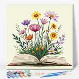 Framed Paint by Numbers Kit for Adults Beginner & Kids Ages 10-13, Books Easy Paint by Numbers with Frame, Flowers Acrylic Adult Painting by Number Kits on Canvas Framed for Gift Decor 10 x 10 Inch Camocin