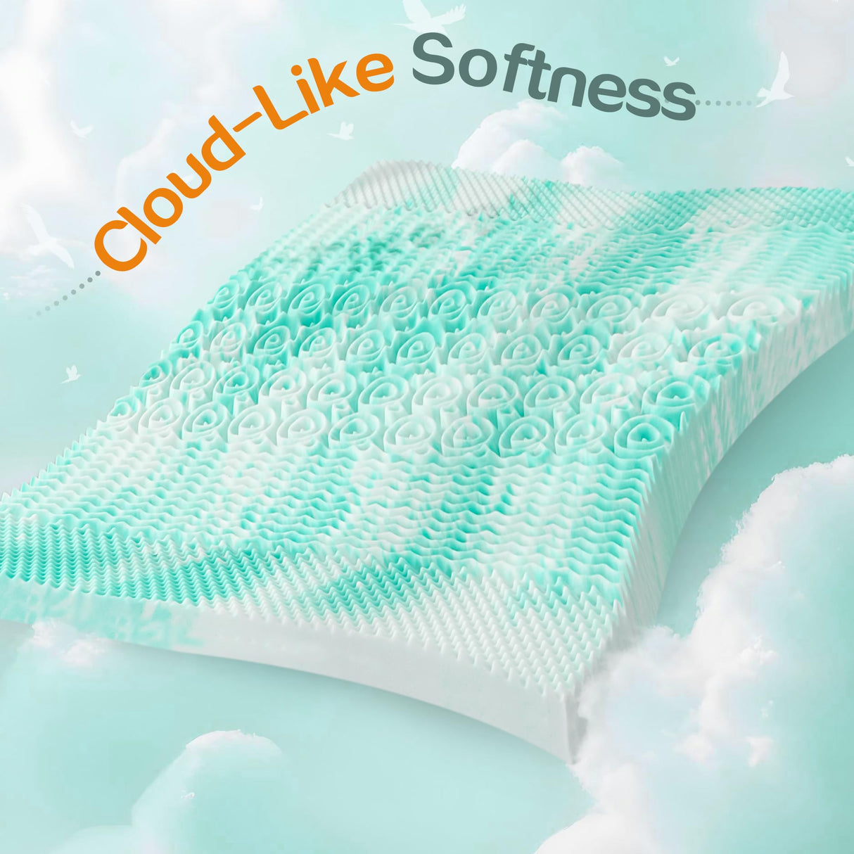 SINWEEK Mattress Topper Memory Foam Mattress Topper 1.5 Inch Queen Soft Mattress Pad for Pressure Relief, 5-Zone Design, CertiPUR-US Certified, Green SINWEEK