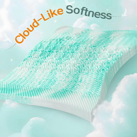 SINWEEK Mattress Topper Memory Foam Mattress Topper 1.5 Inch Queen Soft Mattress Pad for Pressure Relief, 5-Zone Design, CertiPUR-US Certified, Green SINWEEK