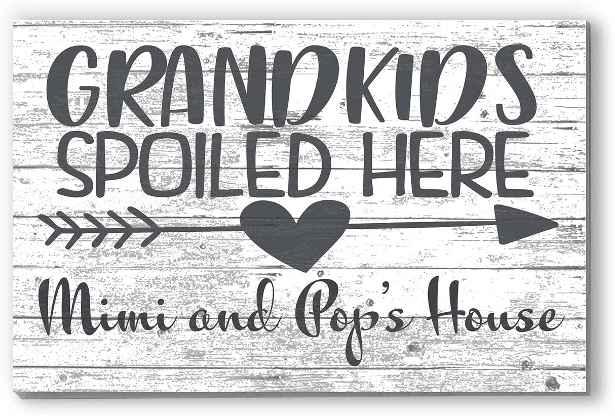 Personalized Grandkids Spoiled Here Sign Custom SOLID WOOD Farmhouse Décor Gift for Home, Grandparents, Grandma, Grandpa Gift Idea (Black) Broad Bay