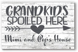 Personalized Grandkids Spoiled Here Sign Custom SOLID WOOD Farmhouse Décor Gift for Home, Grandparents, Grandma, Grandpa Gift Idea (Black) Broad Bay
