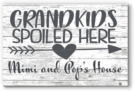 Personalized Grandkids Spoiled Here Sign Custom SOLID WOOD Farmhouse Décor Gift for Home, Grandparents, Grandma, Grandpa Gift Idea (Black) Broad Bay