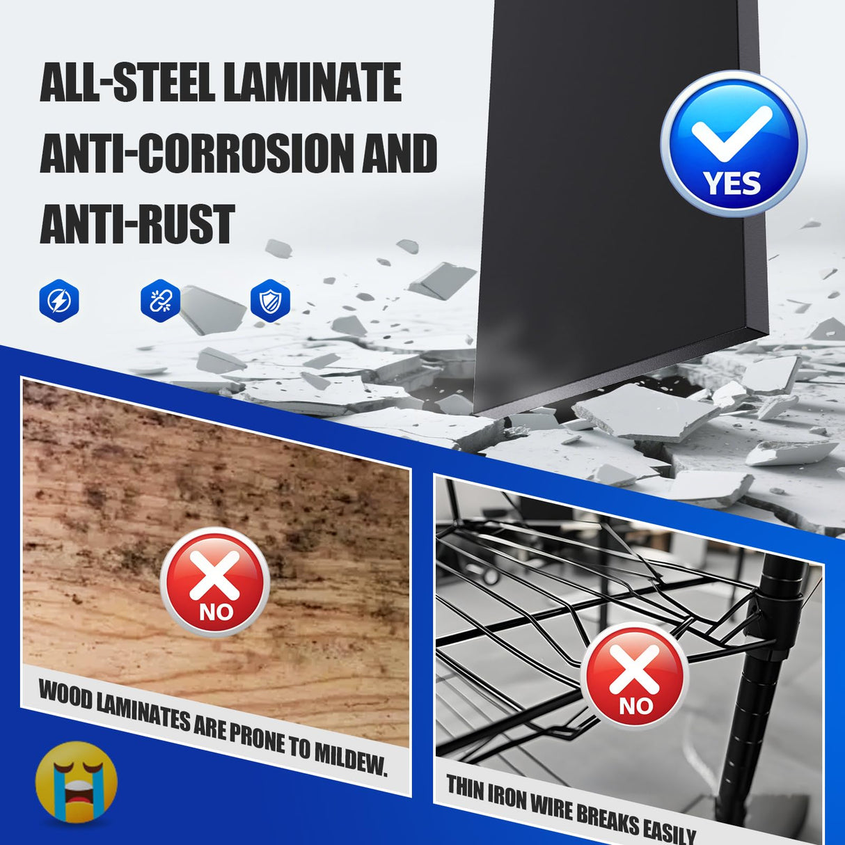 PKDYEZ 72''H/47''W Garage Shelving 5-Tier Adjustable Metal Garage Shelves Heavy Duty Unit,3000 LBS Steel Shelf Storage Rack Suitable for Industries,Warehouses,Basement,Black (72''H x 47''W x 20''D) PKDYEZ