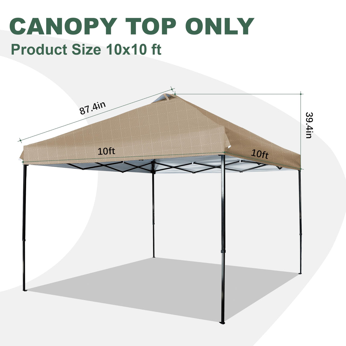 JANCANOPY 10x10 Canopy Replacement Top with Air Vent Silver Coated for Straight Leg Canopy Frame, (Beige Ripstop) JANCANOPY