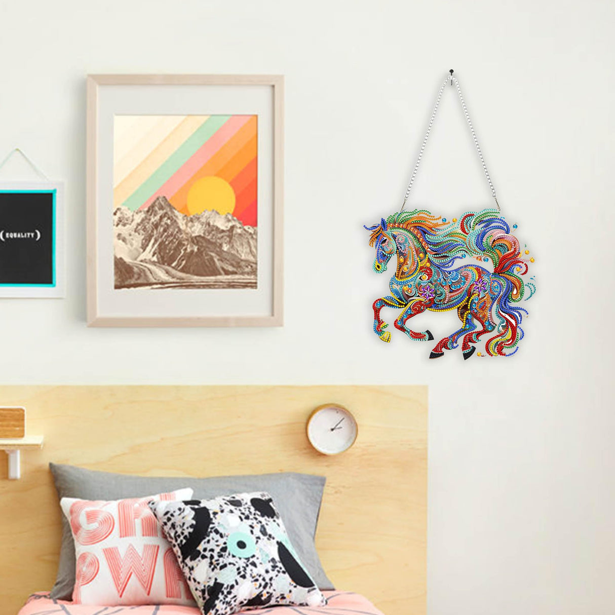 Nivvey DIY Hanging Diamond Art Pendant Kit Horse, Special Diamonds Painting Ornament Kit Animal, Acrylic Board Gem Craft Kit for Window Suncatcher, Box Package,9.6x8.6inch Nivvey