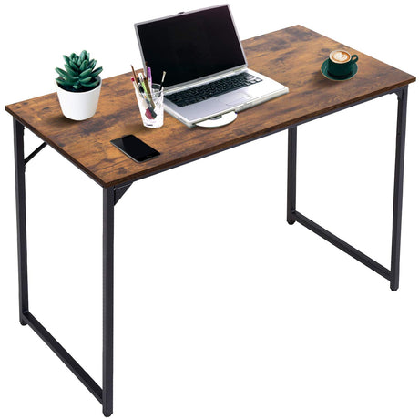 Computer Desk 47 Inch, Home Office Desk Writing Study Table Modern Simple Style PC Desk with Black Metal Frame,Vintage MGHH