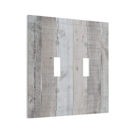 Rustic Grey Wood Shiplap Double Toggle Light Switch Cover Decorative Vintage Country 2 Gang Wall Plate Electrical Faceplate Switchplate for Farmhouse Bathroom Bedroom Livingroom Kitchen Decor Wpshijia