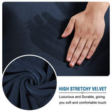 H.VERSAILTEX Real Velvet Plush 3 Piece Stretch Sofa Covers Couch Covers for 2 Cushion Couch Loveseat Covers Width Up to 72 Inch Feature Thick Soft Stay in Place (Medium Sofa, Navy) H.VERSAILTEX