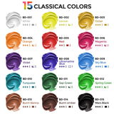 Smallbudi 15 Colors Large Acrylic Paint Set (16.9 oz,500 ml), Bulk Acrylic Paint Non-Toxic Art Painting Supplies on Multi Surface Canvas Wood Craft Fabric Rock for Artist Beginner with Color Wheel Smallbudi
