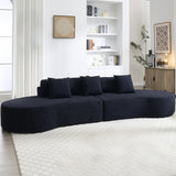 GNIXUU 130.5" Oversized Curved Sectional Sofa for Living Room, Modern Luxury TerryCloth Boneless 4 Seater Cloud Couch with Half Moon Design & 3 Pillows, Modular Memory Foam Couches, No Assembly, Black GNIXUU