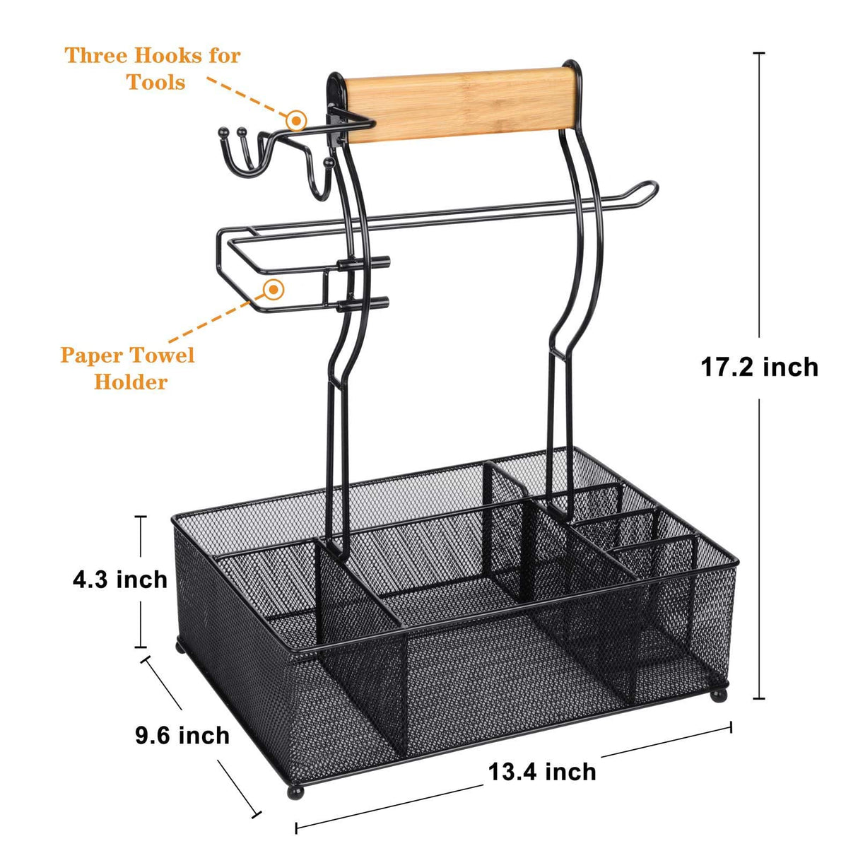 FANGSUN Grill Caddy, BBQ Caddy with Paper Towel Holder, Picnic Condiment Utensil Caddy for Outdoor Camping, Barbecue Accessories Storage Organizer for Griddle Grilling Tool, Rv Patio Camper Must FANGSUN