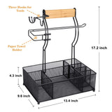 FANGSUN Grill Caddy, BBQ Caddy with Paper Towel Holder, Picnic Condiment Utensil Caddy for Outdoor Camping, Barbecue Accessories Storage Organizer for Griddle Grilling Tool, Rv Patio Camper Must FANGSUN