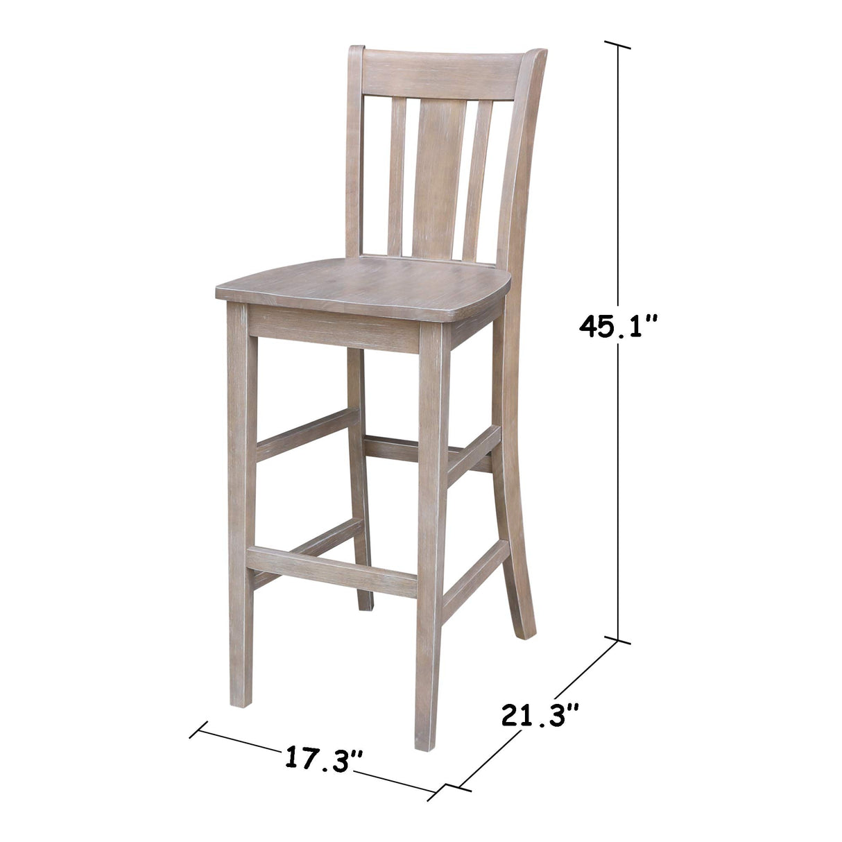 International Concepts San Remo Bar Height Stool, Washed Gray Taupe IC International Concepts