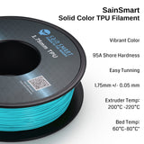 SainSmart Neon Color TPU, 1.75mm Flexible TPU 3D Printer Filament 800g, Dimensional Accuracy +/- 0.05 mm, Neon Cyan SainSmart