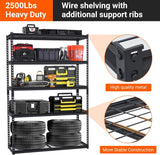 Tioutbot 48"x18"x72" Heavy Duty Garage Shelving, 5-Tier Adjustable Wire Shelf with 2500 lbs Capacity, Industrial Metal Storage Rack for Garage, Basement, Warehouse Tioutbot