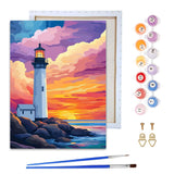 Reofrey Framed Paint by Numbers Kit for Adults & Beginner - 8x12 Inch Canvas Lighthouse Landscape Paint by Numbers - Educational & Creative Art Set for Beginners - Perfect for Home & Wall Decoration Reofrey