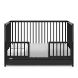 Graco Teddi 5-in-1 Convertible Crib with Drawer (Black) – GREENGUARD Gold Certified, Crib with Drawer Combo, Full-Size Nursery Storage Drawer, Converts to Toddler Bed, Daybed and Full-Size Bed Graco