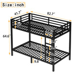 Bellemave Twin XL Over Twin XL Bunk Bed with Headboard and Build in Ladder, Heavy Duty Metal Bunk Beds with Full Length Guardrail, Convertible Bunk Bed for Adults, Teens, Black Bellemave